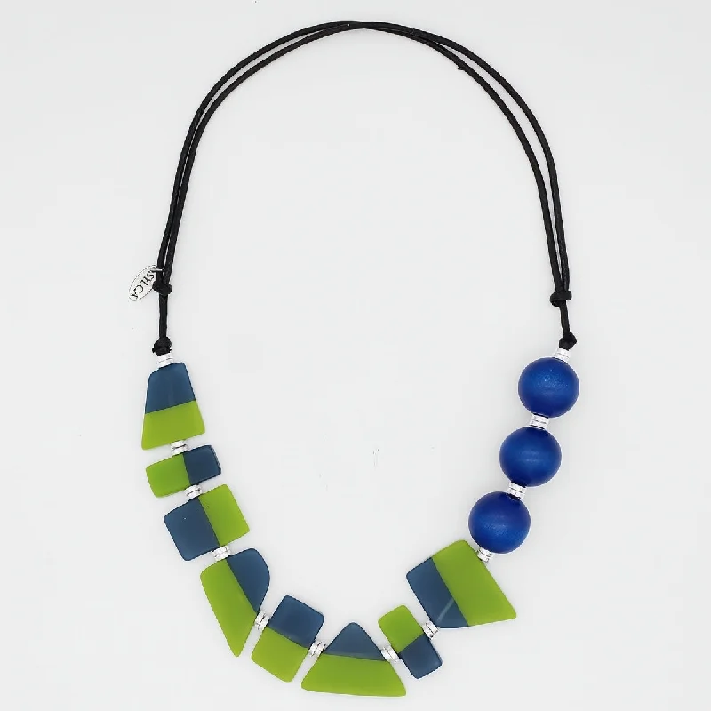 women trendy necklaces -Blue and Lime Electric Oasis Necklace