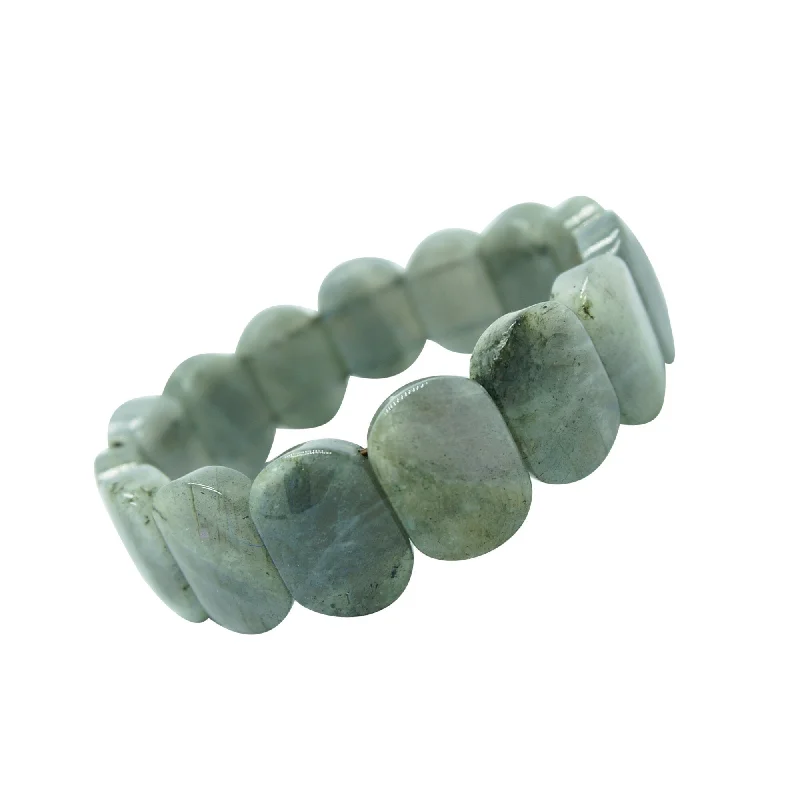 women floral charm bangles and bracelets -Natural Labradorite Stretch Bracelet