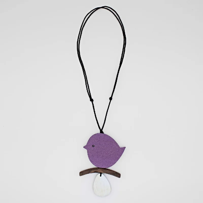 Custom necklaces for women -Purple Robin On A Branch Necklace