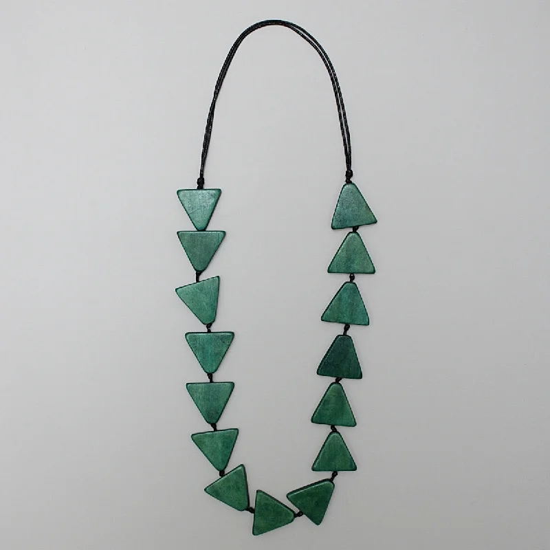 women intertwined necklaces -Teal Triangle Joyce Necklace