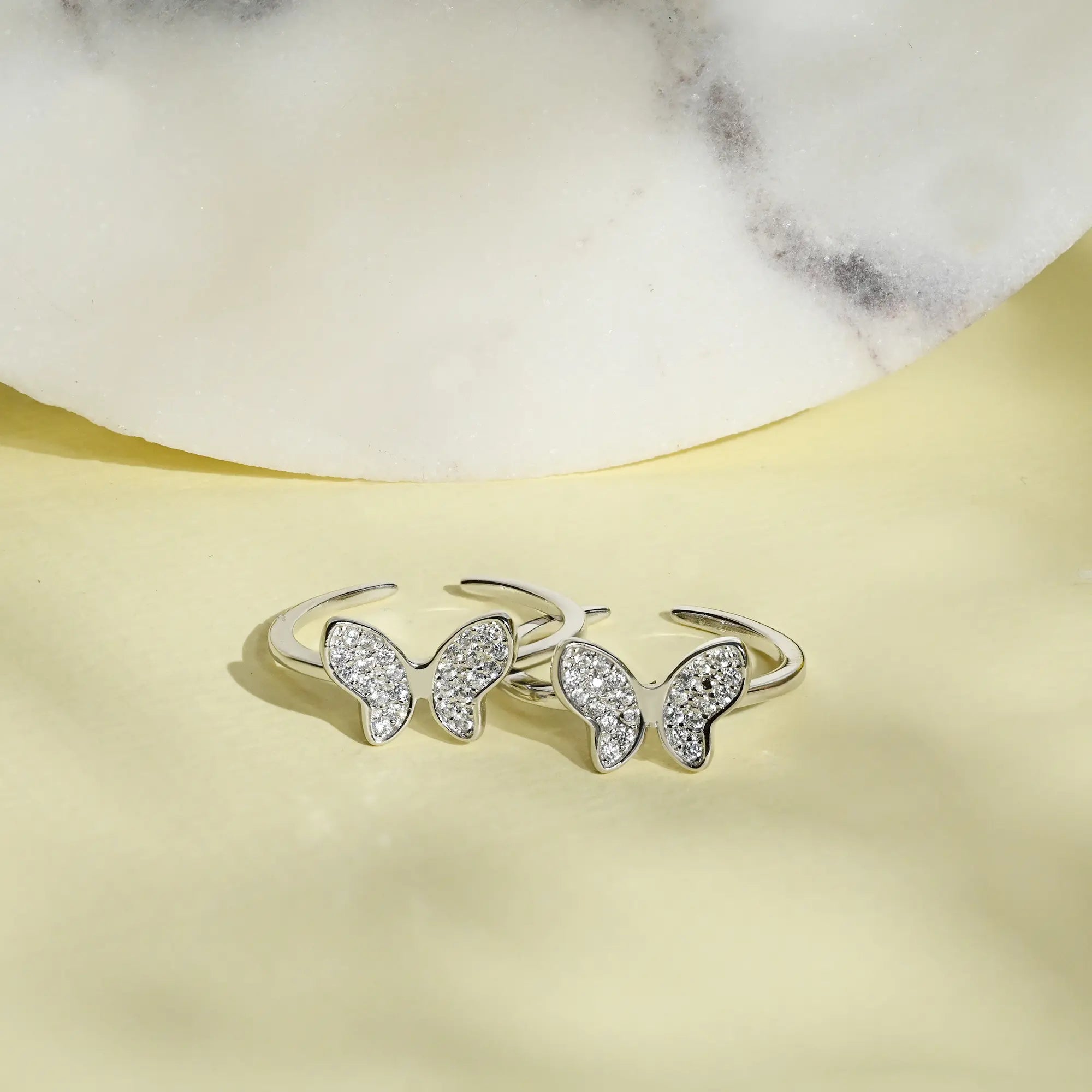 women adjustable leather engagement rings -Butterfly Toe Rings