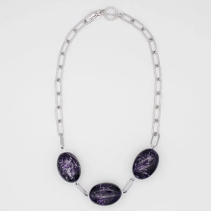 women nameplate necklaces -Purple Speckled Chain Necklace