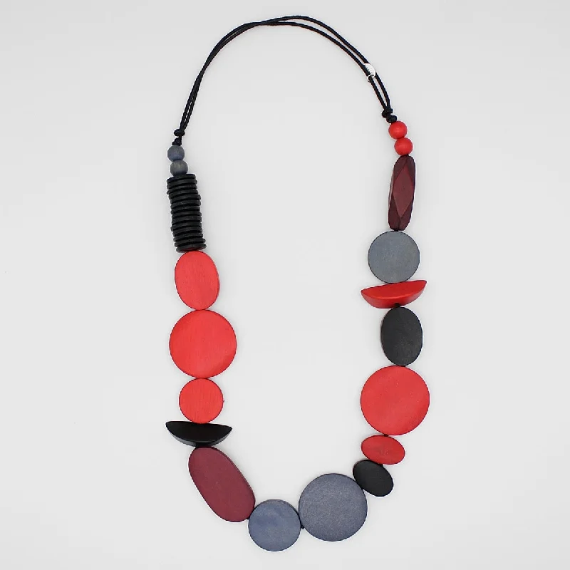 women double-layer necklaces -Red Lyric Necklace