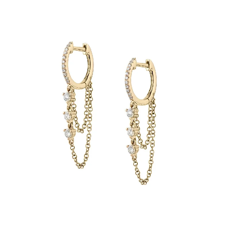 women chandelier earrings -DIAMOND HUGGIE & DROP CHAIN EARRINGS