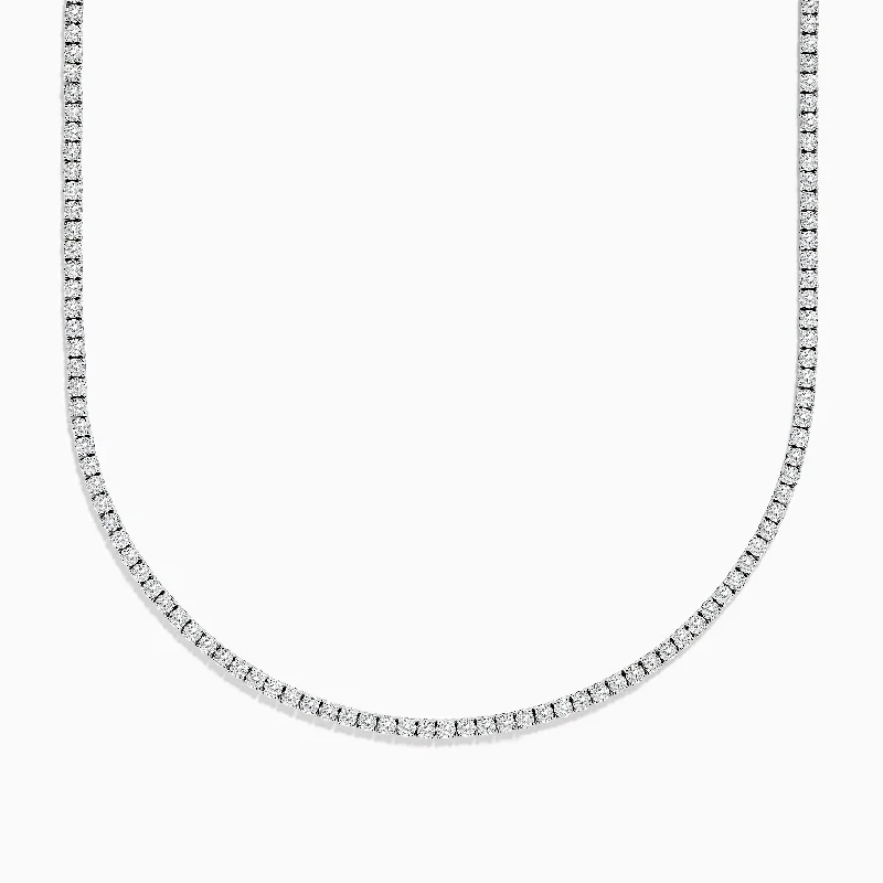 women classic pearl necklaces -Pave Classica 14K White Gold Diamond Tennis Necklace 10.51 TCW