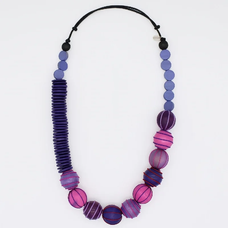 women large statement necklaces -Purple Anaya Wrapped Bead Necklace