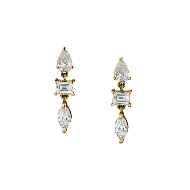 women delicate stud earrings -MULTI-SHAPED DIAMOND DROP EARRINGS