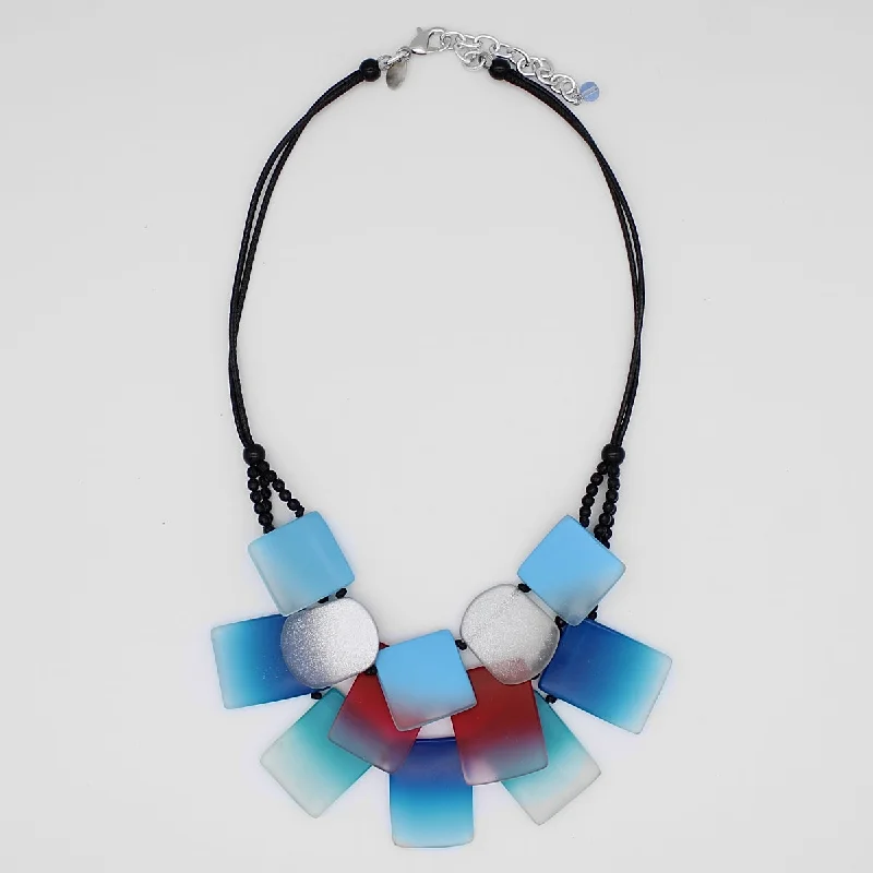 women delicate necklaces -Blue Harmony Ombre Triple Strand Necklace