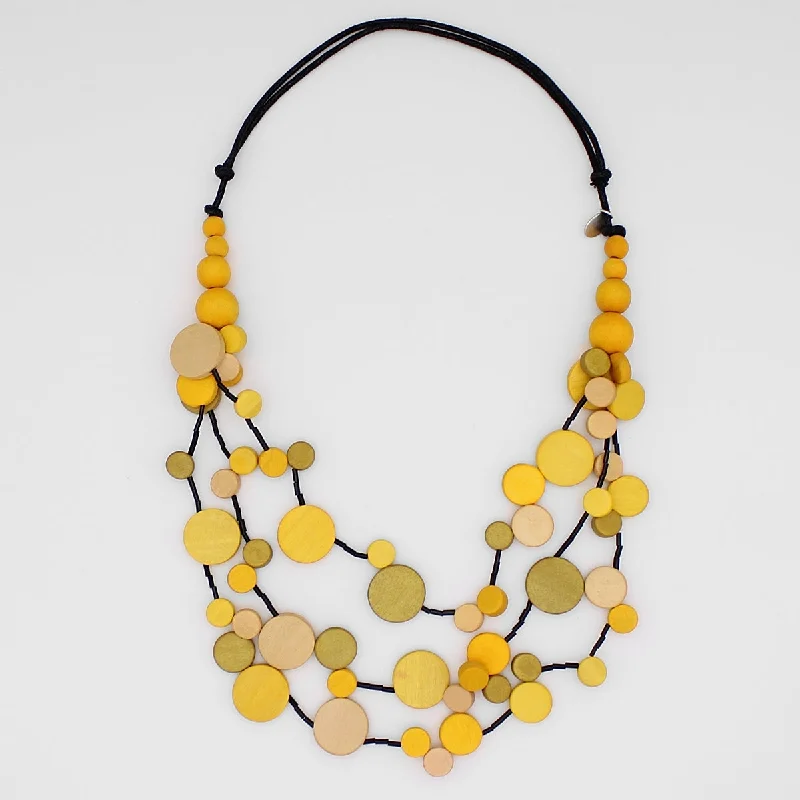 women flower pendant necklaces -Yellow Multi Strand Millie Necklace