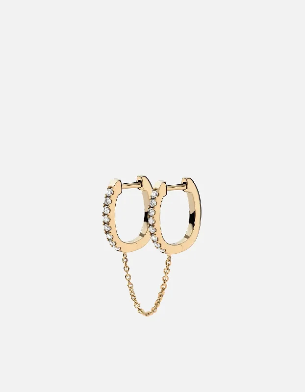 women diamond stud earrings -Avery Huggie Earring, 14k Gold Pavé