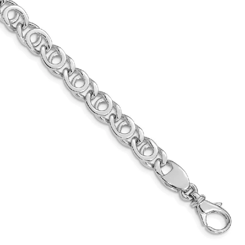 Affordable bangles and bracelets for women -14k White Gold 7mm Fancy Link Bracelet, 8"