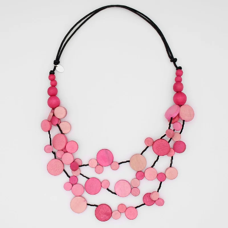 women statement necklaces -Pink Multi Strand Millie Necklace