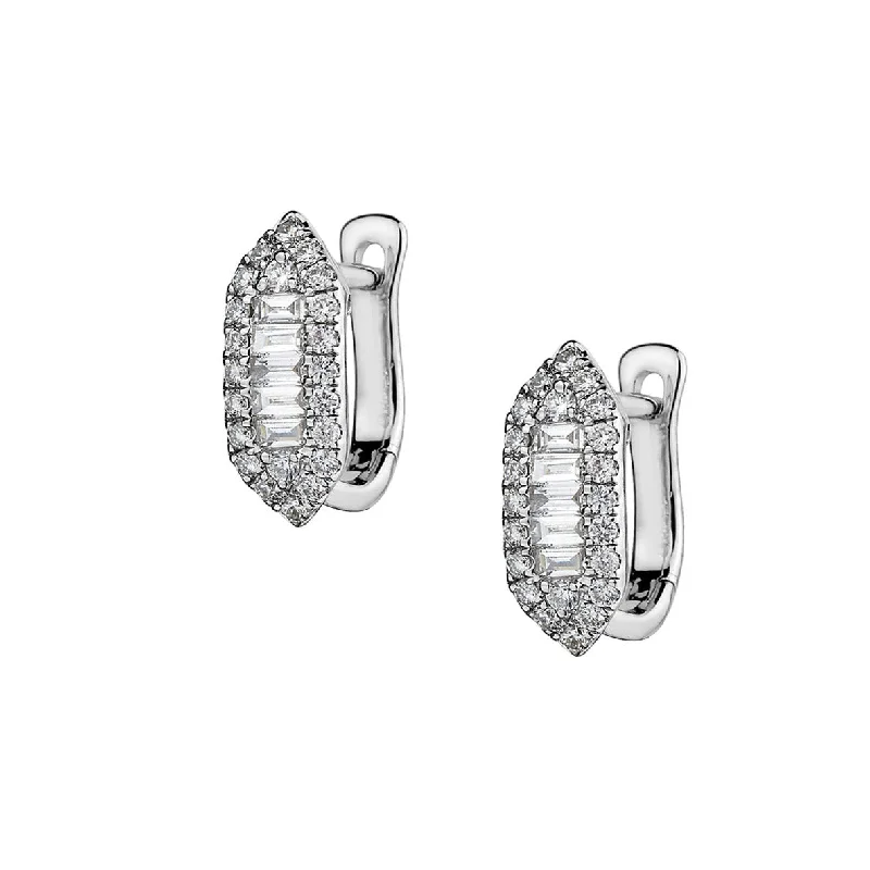 women vintage-style earrings -BAGUETTE & ROUND DIAMOND EARRINGS