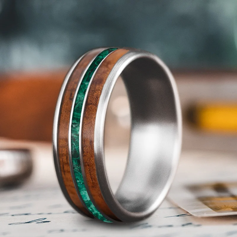 women wedding bands -Custom Design - 3-Inlay Narrow Center Ring _fI7bJlQ3Vtj19cRmoj5d7nt