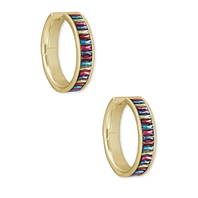 women engagement earrings -Kendra Scott | Jack Gold Hoop Earrings in Multi Crystal