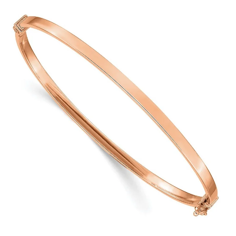 women vintage bangles and bracelets -Curata 3mm 14k Rose Gold Polished Hinged Bangle Bracelet