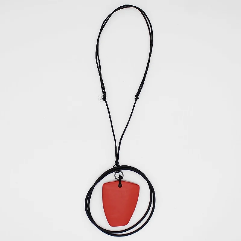 women large gemstone necklaces -Scarlet Orbit Pendant Necklace