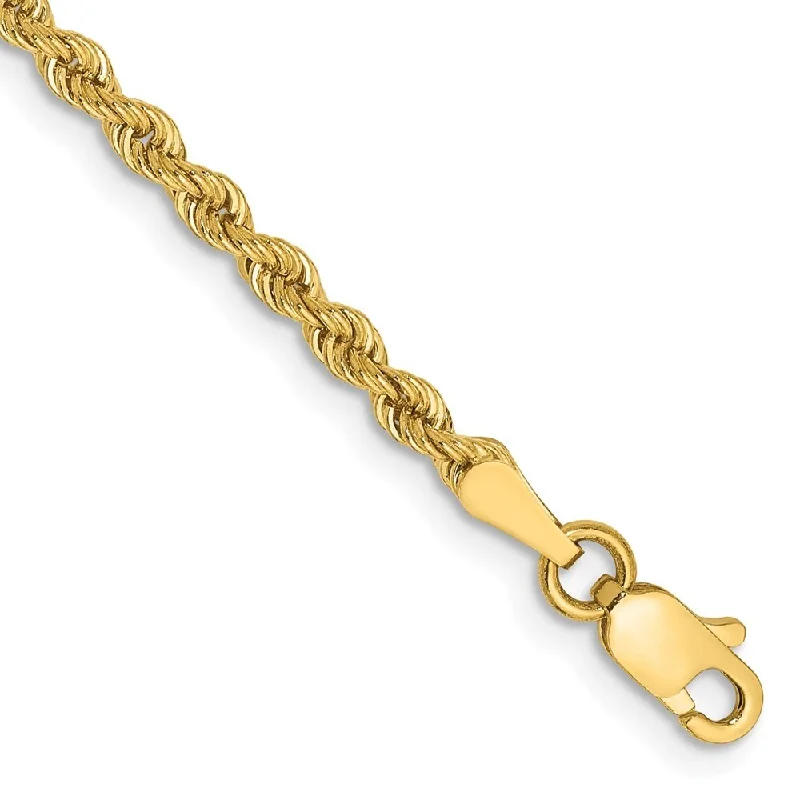 women twisted bangles and bracelets -14k Yellow Gold 2.5mm Regular Rope Chain Bracelet, 7"