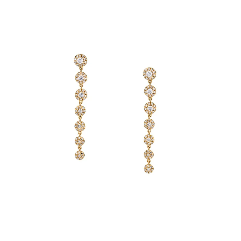 women multi-strand earrings -DIAMOND HALO DROP EARRINGS