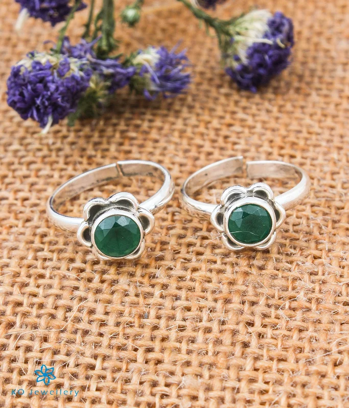 women stylish engagement rings -The Pauspa Silver Toe-rings (Green)