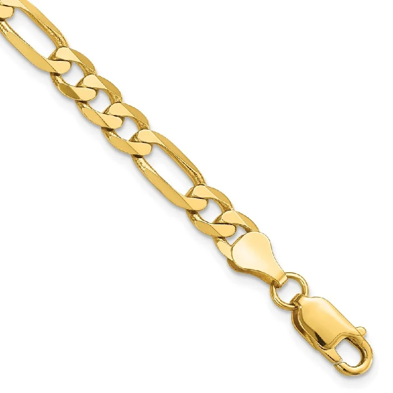 women retro bangles and bracelets -14k Yellow Gold 6.25mm Flat Figaro Chain Bracelet, 7"