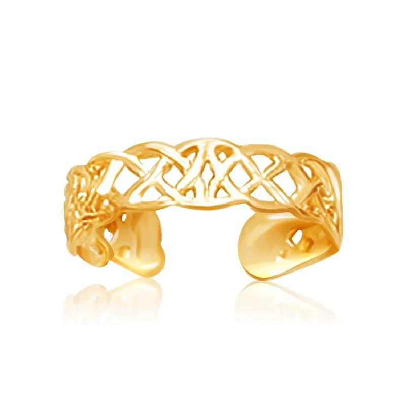 women colorful gemstone engagement rings -14k Yellow Gold Toe Ring in a Celtic Knot Style