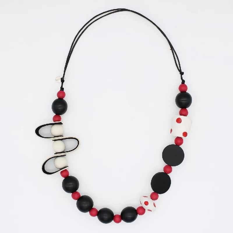 women classic gold necklaces -Red Polka Dot Mixed Media Necklace