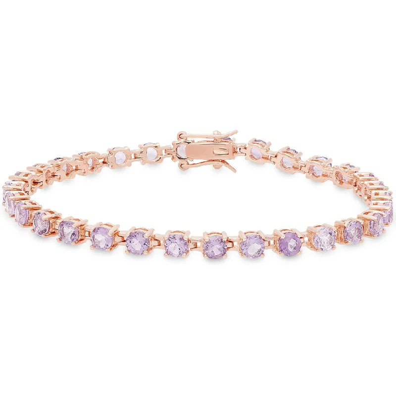 women luxury gold bangles and bracelets -Dolce Giavonna Gold Over Silver Amethyst Tennis Bracelet