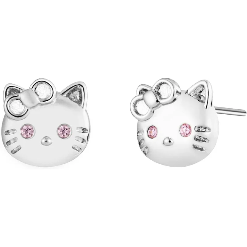 women oval earrings -2D Hello Kitty Cat Stud Earrings Jewelry