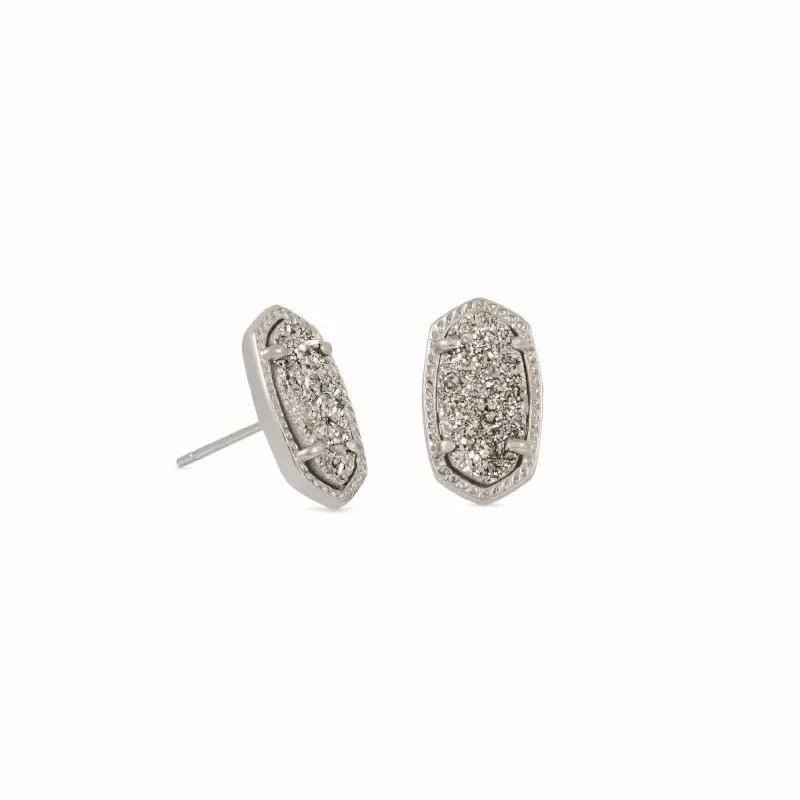 women turquoise earrings -Kendra Scott | Ellie Silver Stud Earrings in Platinum Drusy