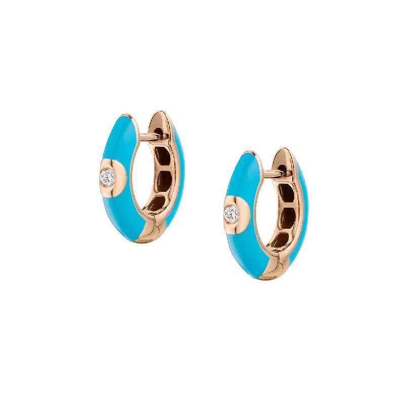 women gold hoop earrings -ENAMEL & DIAMOND HUGGIE EARRINGS