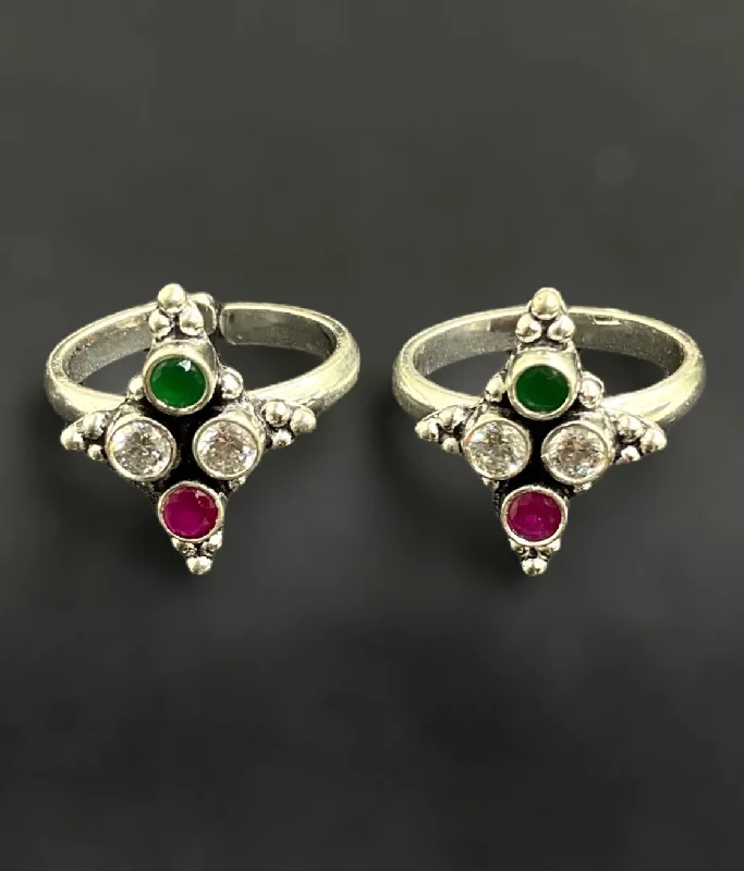 women zodiac engagement rings -The Rajanila Silver Gemstone Toe-Rings