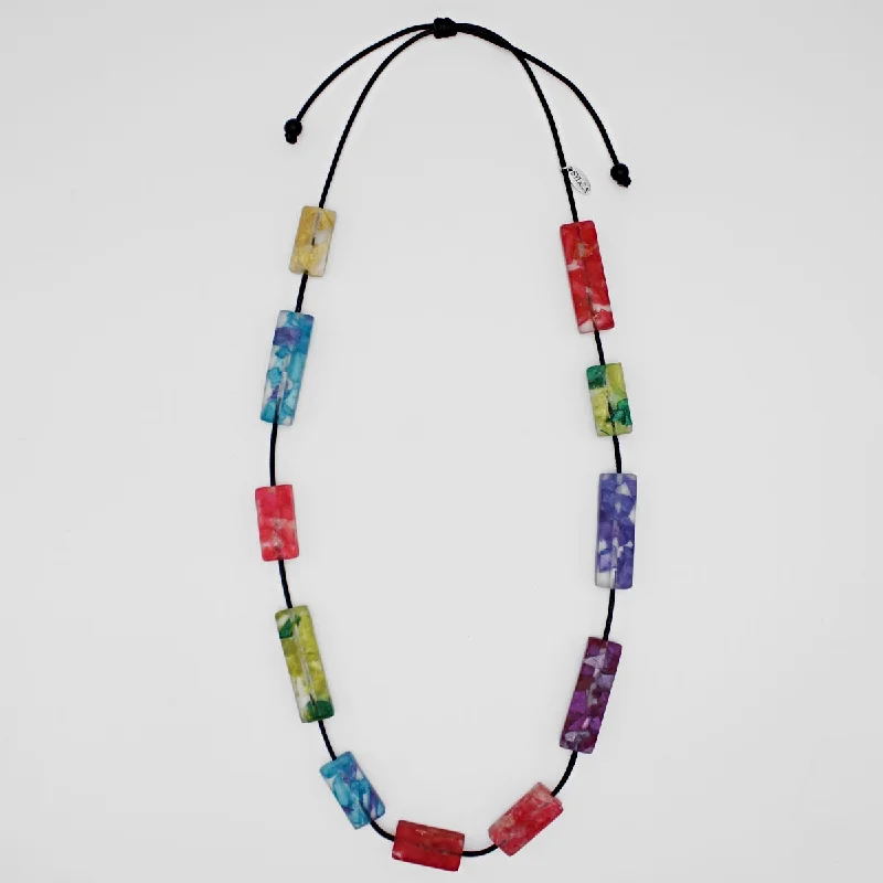 women romantic necklaces -Vega Multi-Color Rectangular Necklace