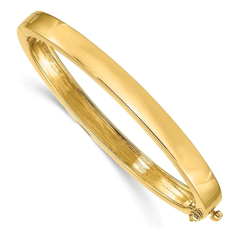 women pearl bangles and bracelets -14k Yellow Gold 6.3mm Solid Hinged Bangle Bracelet, 6.75"