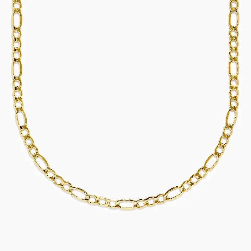 women infinity symbol necklaces -14K Yellow Gold 20" Figaro Necklace