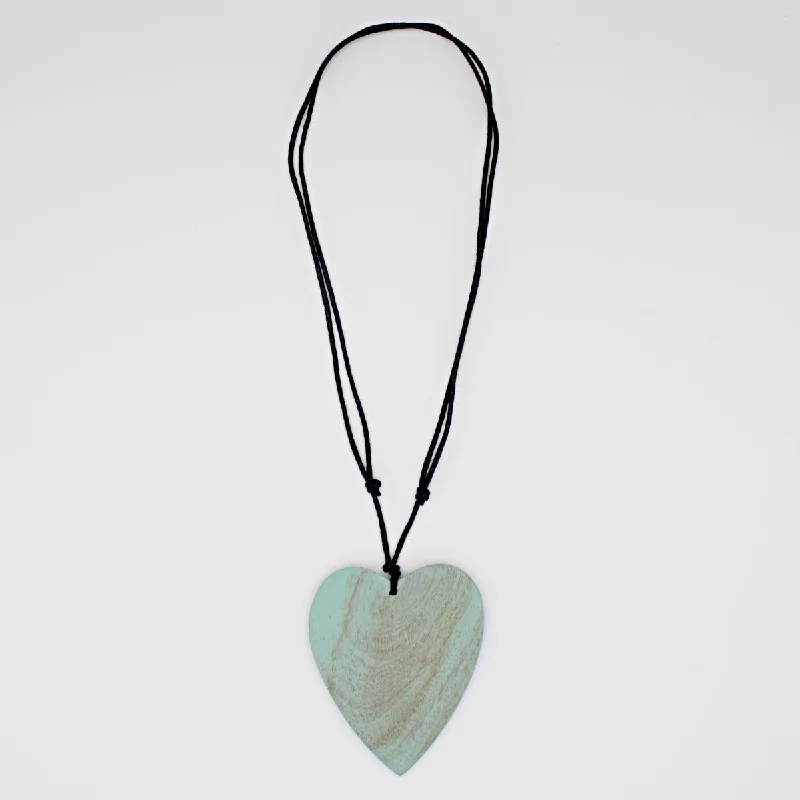 Gold necklaces for women -Mint Gabi Heart Wood Necklace