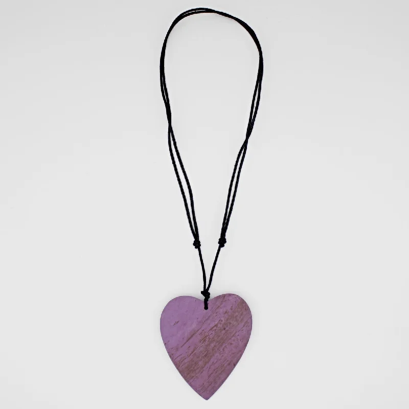 Diamond necklaces for women -Lavender Gabi Heart Wood Necklace