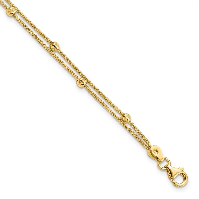 women multi-strand bangles and bracelets -14k Yellow Gold 2.5mm Gold Polished 2 Strand Bracelet, 7.5"