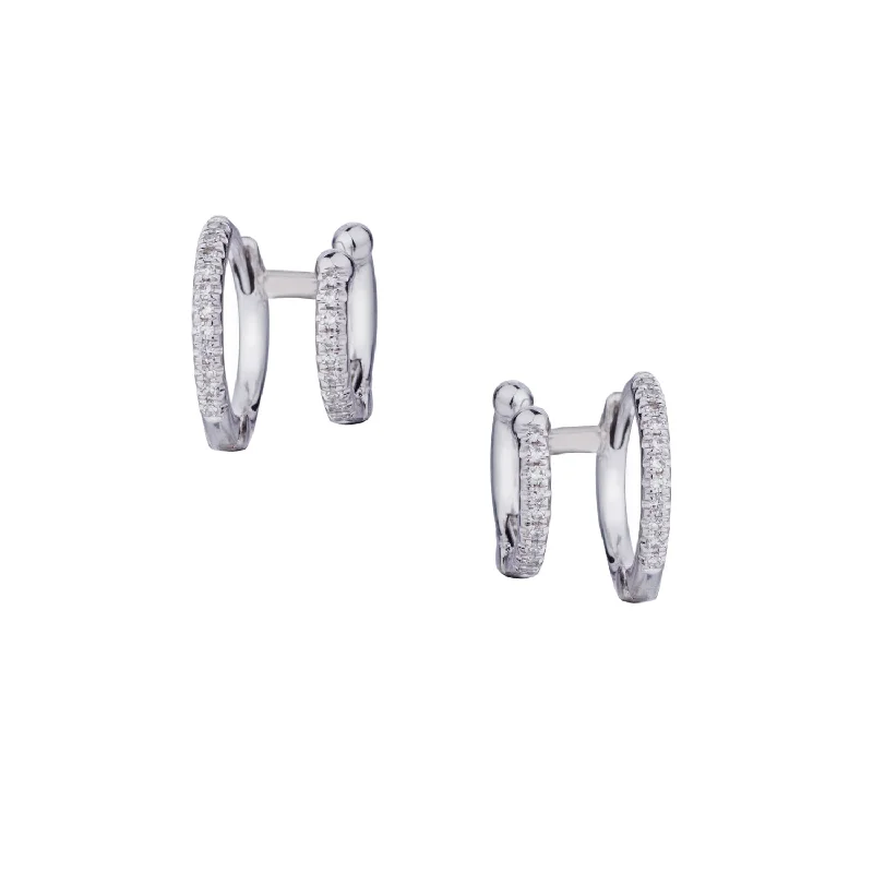 Affordable earrings for women -DOUBLE DIAMOND HUGGIE EARRINGS