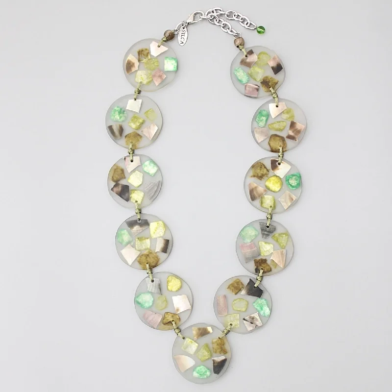 women classic gold necklaces -Green Iridescent Shell Claudia Necklace