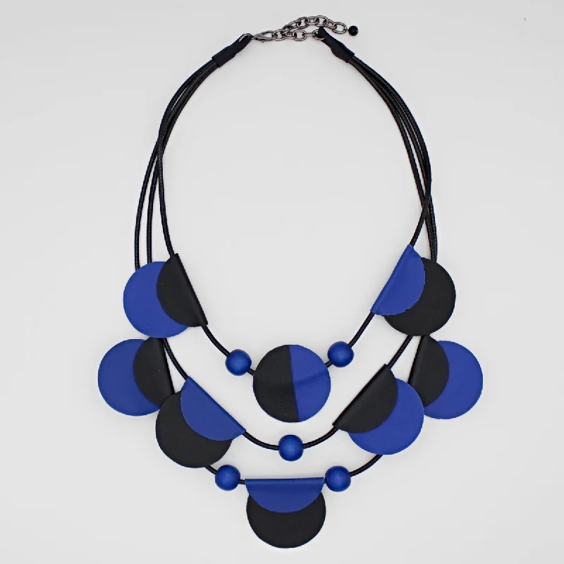 Gold necklaces for women -Blue Verona Leather Necklace