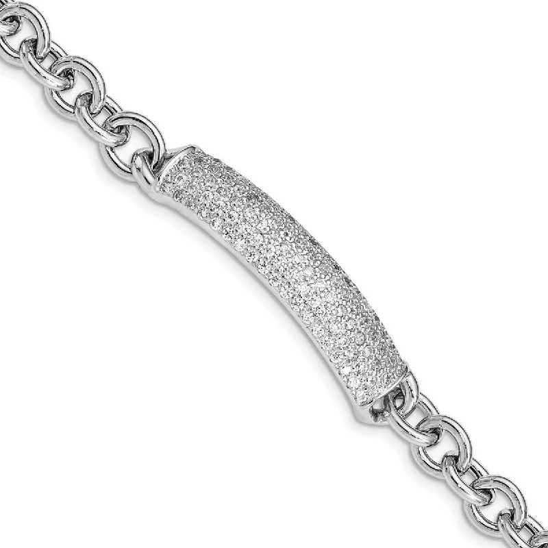 Diamond bangles and bracelets for women -Curata 925 Sterling Silver Rhodium Plated Polished CZ Cubic Zirconia Simulated Diamond Fancy Bracelet 7.5 Inch