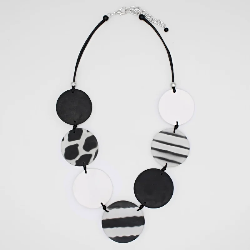 women charm necklaces -Black Utari Disk Necklace