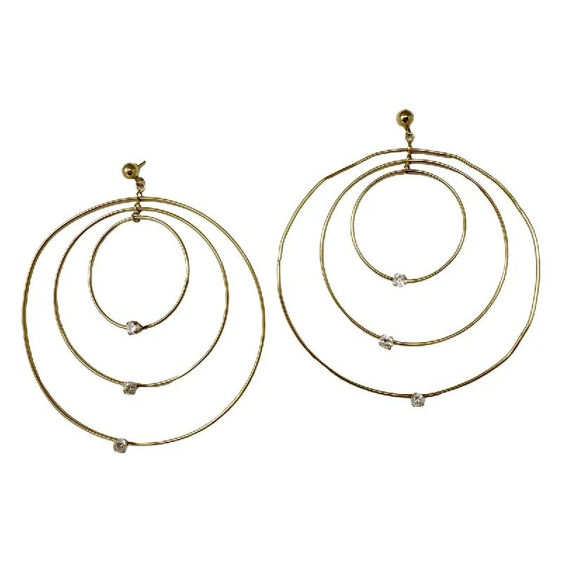 Hoop earrings for women -14K Gold Triple Hoop Earrings with Diamonds