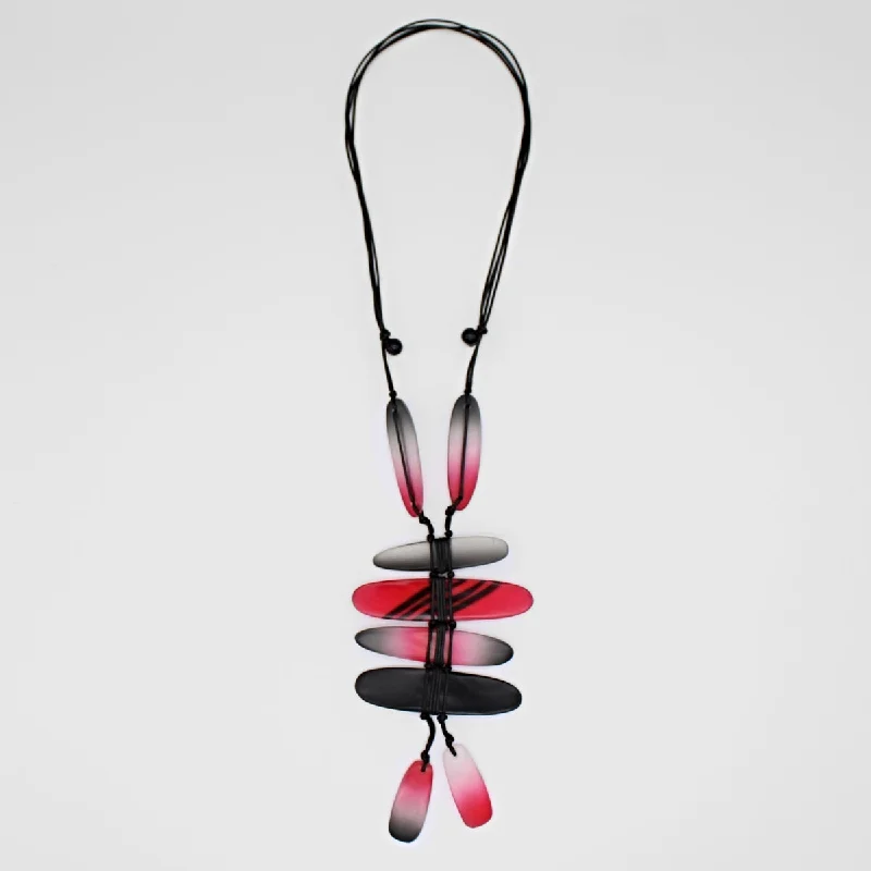 women necklace with initials -Red and Black Bennett Pendant Necklace