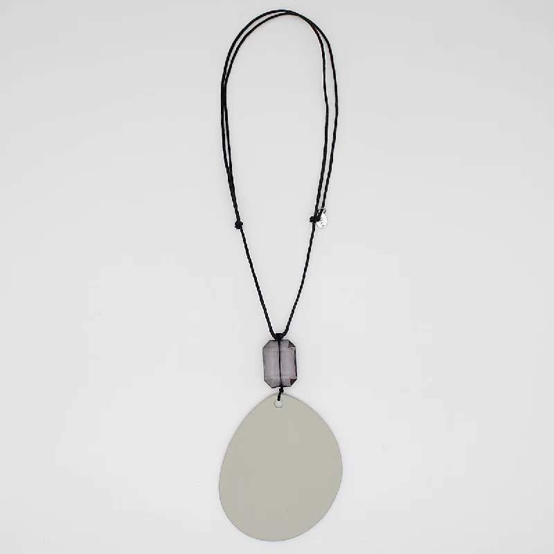 women intertwined necklaces -Gray Jewel Resin Pendant Necklace