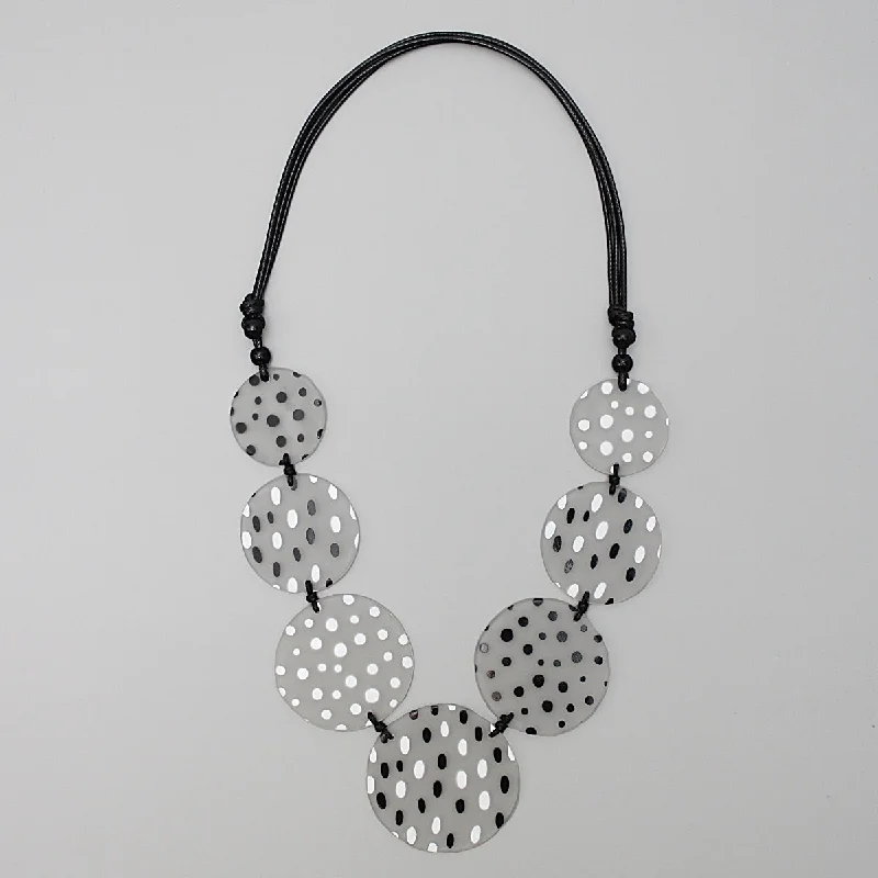 women lotus flower necklaces -Black and White Essie Necklace