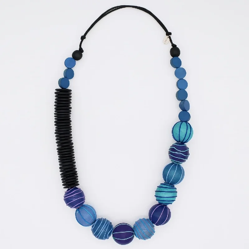 women handcrafted necklaces -Blue Anaya Wrapped Bead Necklace