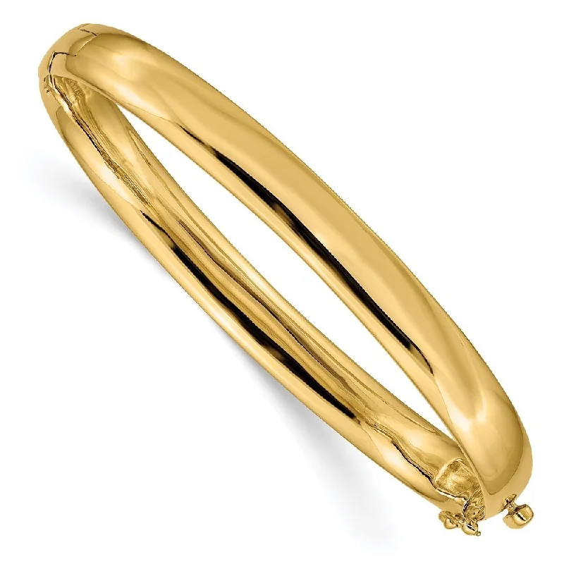 women delicate bangles and bracelets -14k Yellow Gold 6.4mm Solid Hinged Bangle Bracelet, 6.5"