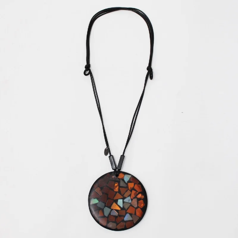 women classic pearl necklaces -Iridescent Mosaic Pendant Necklace